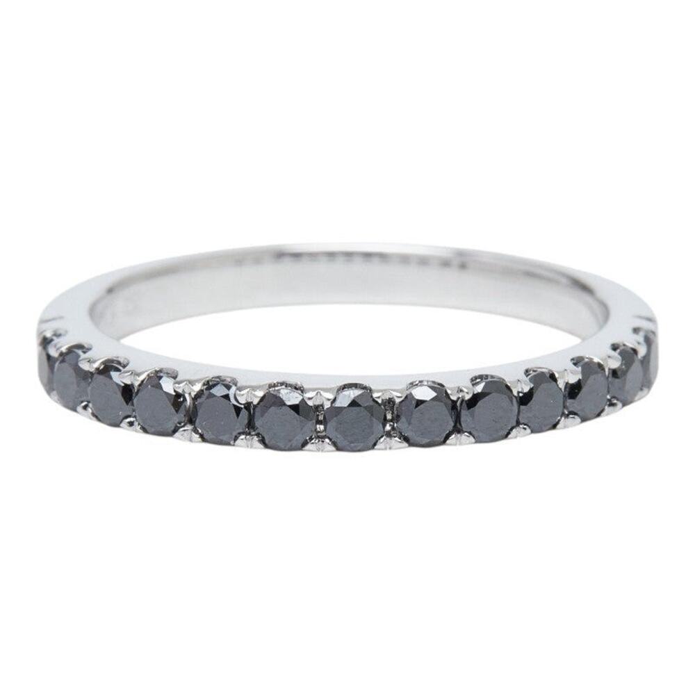K18WG White Gold Black Diamond 0.52ct Half Eternity Ring. Silver